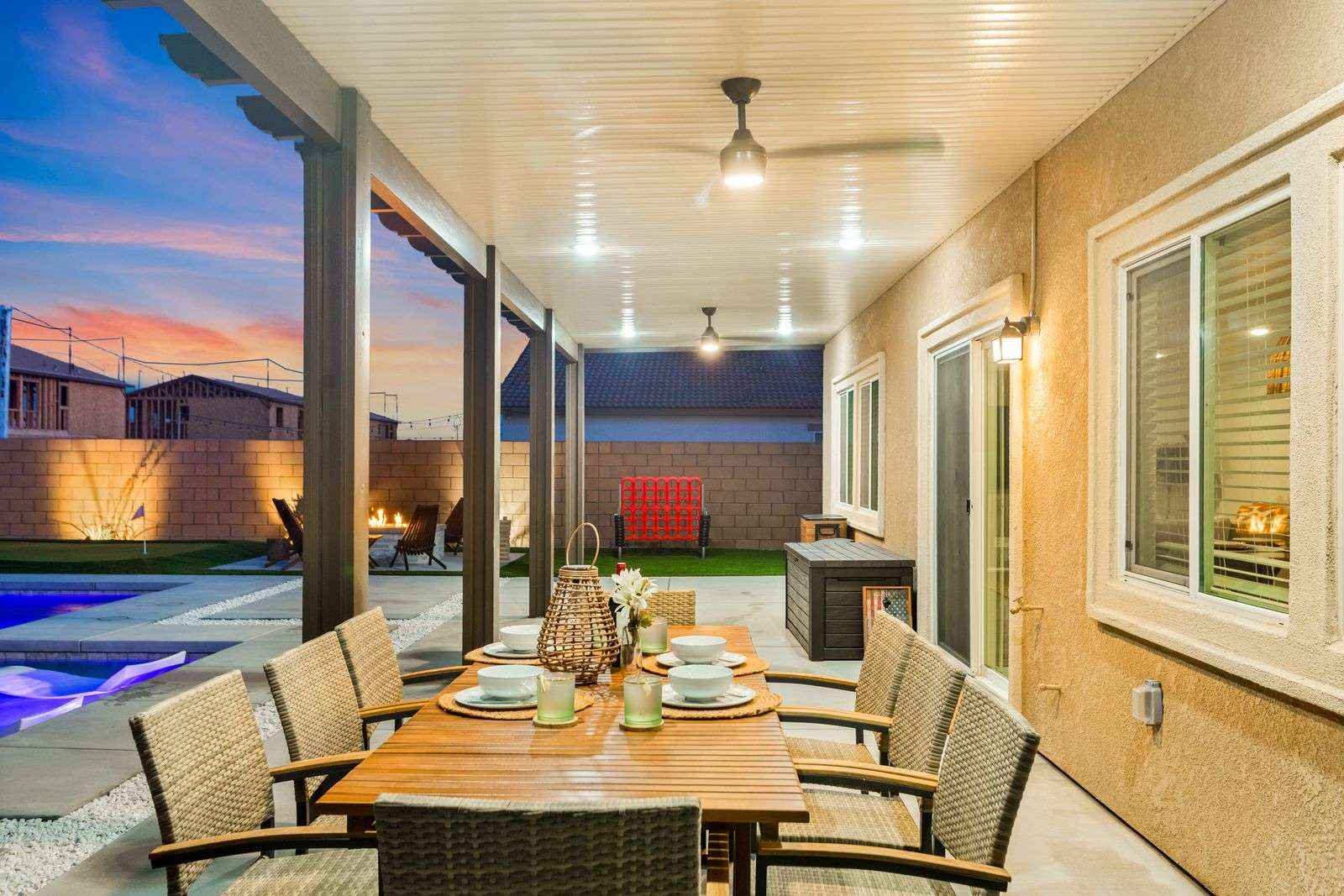 Covered patio and pool at Tulum in the Valley — house vs hotel comparison
